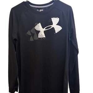 Under‎ Armour Shirt Youth Size XL Black Logo Longsleeve Graphic Tee
